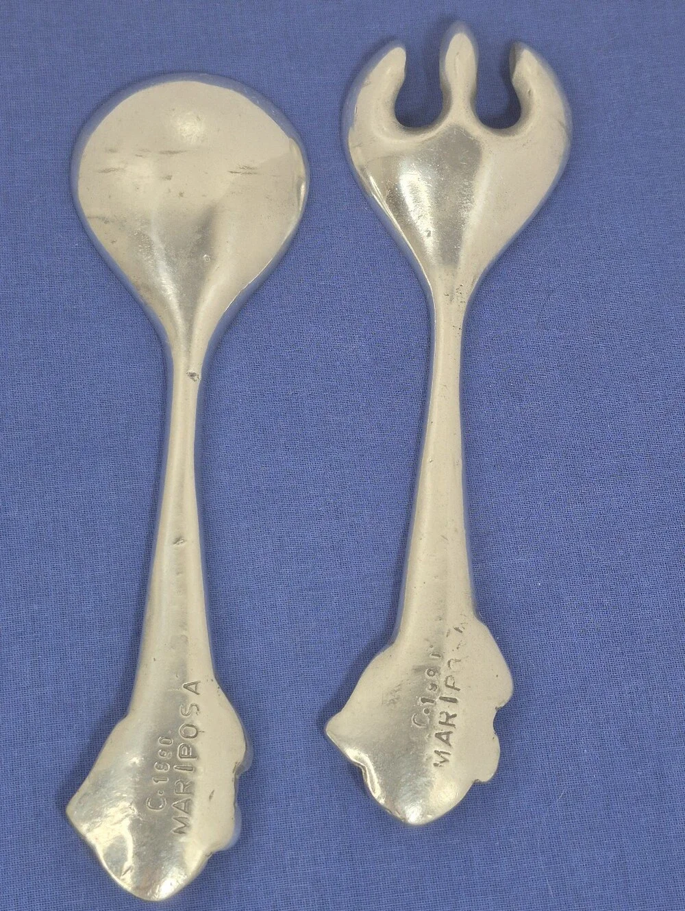 Vintage Arthur Court Aluminum Mariposa Salad Serving Set Fork & Spoon